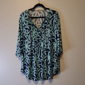 Stylish Blue and Green Patterned Women's Top By Simply Astet